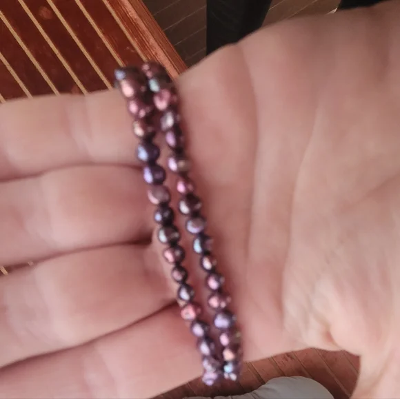 Genuine Purple Pearl Necklace Sterling Silver Clasp - Picture 11 of 14